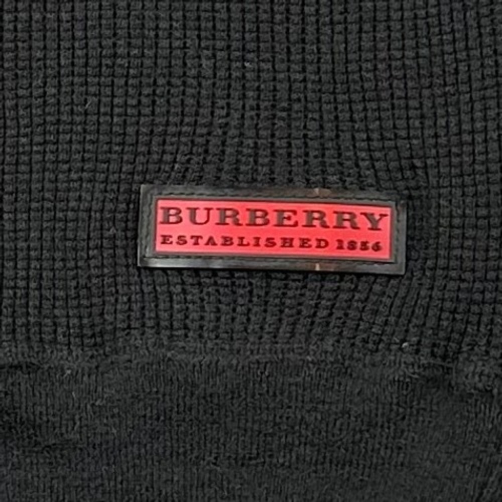 Vintage Burberry Tactical Quarter-Zip Ribbed Knit Wool Sweater Black Men's M - Picture 4 of 10